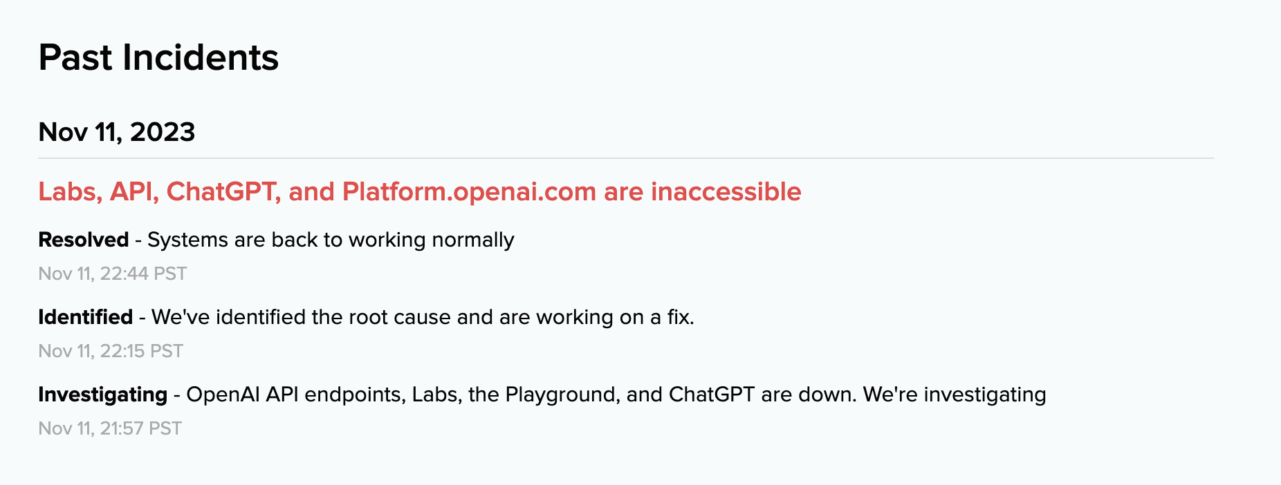 ChatGPT 等服务再次出现故障，OpenAI 称已恢复正常工作
