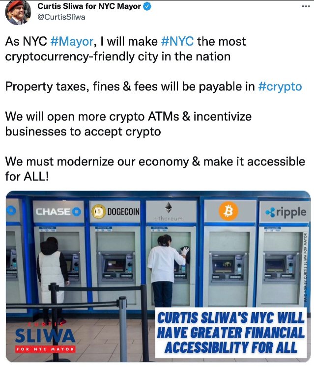 纽约市市长候选人承诺将使纽约市成为“美国对加密货币最友好的城市”