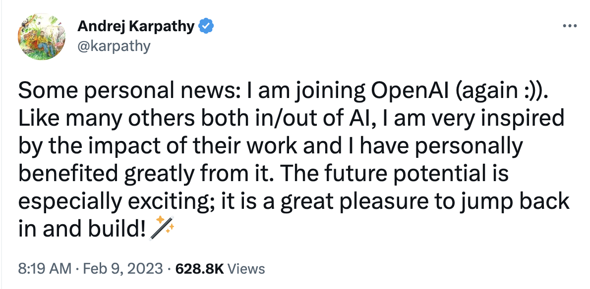 特斯拉前 AI 负责人宣布将加入 OpenAI