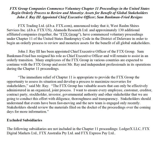 FTX 正式宣告破产重组，134 家相关实体一览-iNFTnews