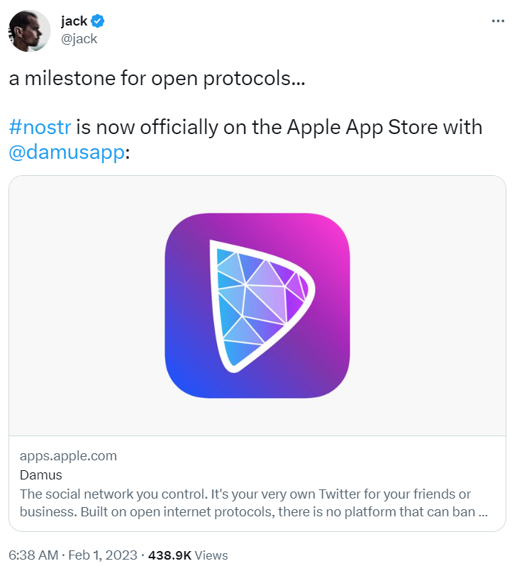 基于 Nostr 的社交网络 Damus 正式上线苹果 App Store