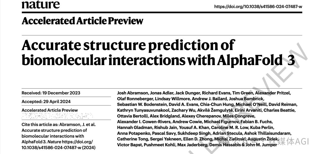Nature发表关于AlphaFold 3的论文研究截图