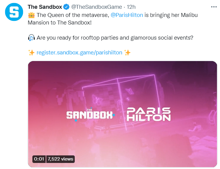 The Sandbox 与 Paris Hilton 旗下公司 11:11 Media 合作打造虚拟马里布大厦