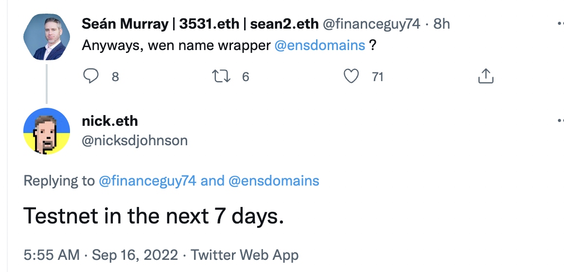 ENS 将于 7 天之内在测试网上线 Name Wrapper