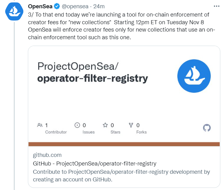 OpenSea 将推出链上创作者费用强制执行可选工具