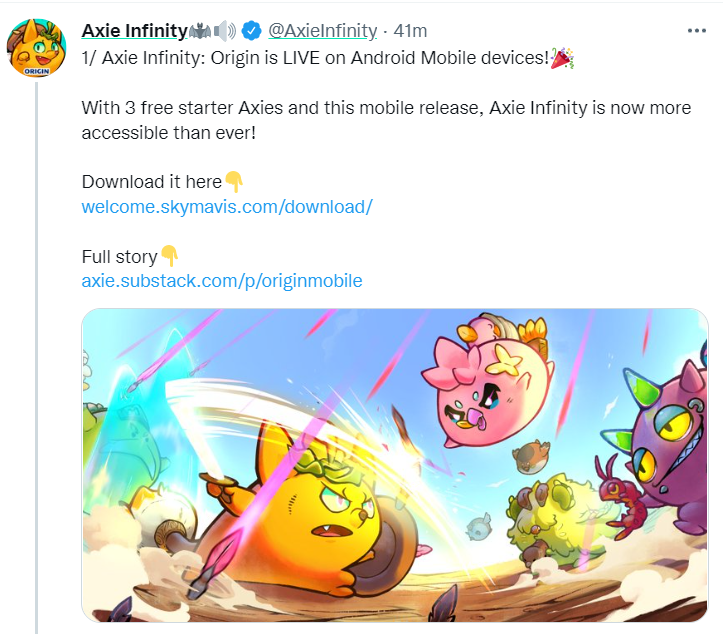 Axie Infinity：Origin 安卓版本正式上线