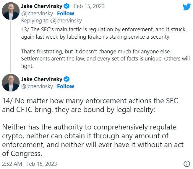 美国非盈利组织区块链协会政策主管：加密货币监管应由国会决定，而不是 SEC