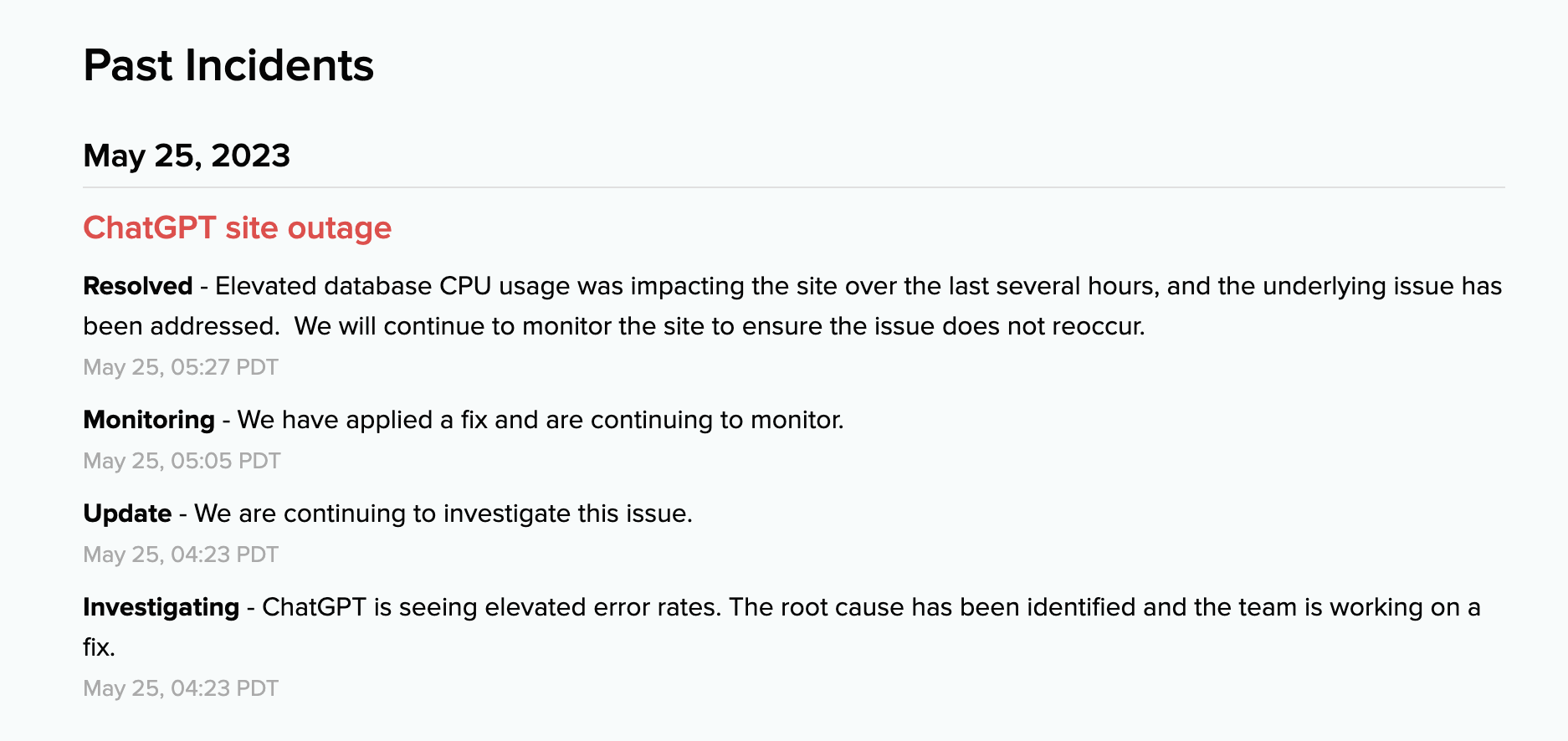 OpenAI：ChatGPT 站点中断问题已修复